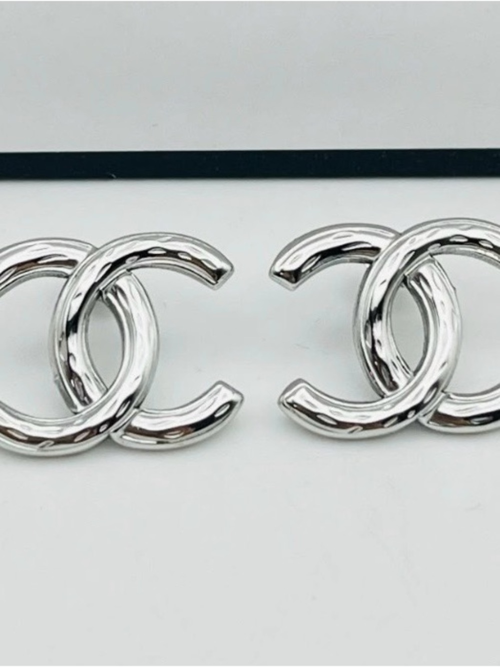 Fashion Jewelry Silver Interlocking Logo Stud Earrings